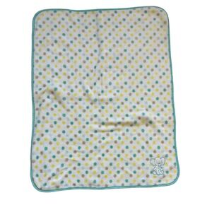 George Elephant Polka Dots Green Yellow Gray Fleece Baby Blanket Lovey Security